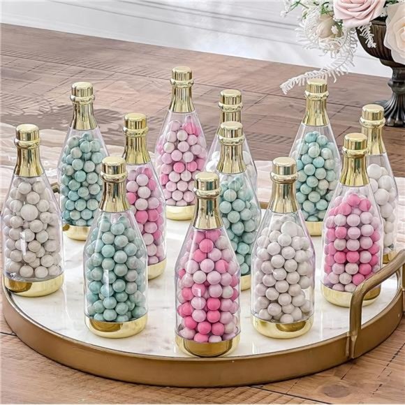 Gold Metallic Mini Champagne Bottle Container (Set of 12) DIY Favor, Medium - Picture 5 of 6